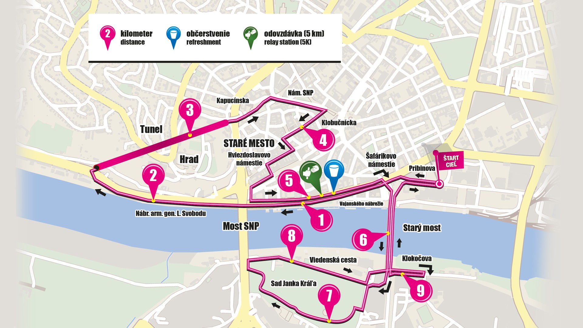 Mapa behu Telekom Night run 2016